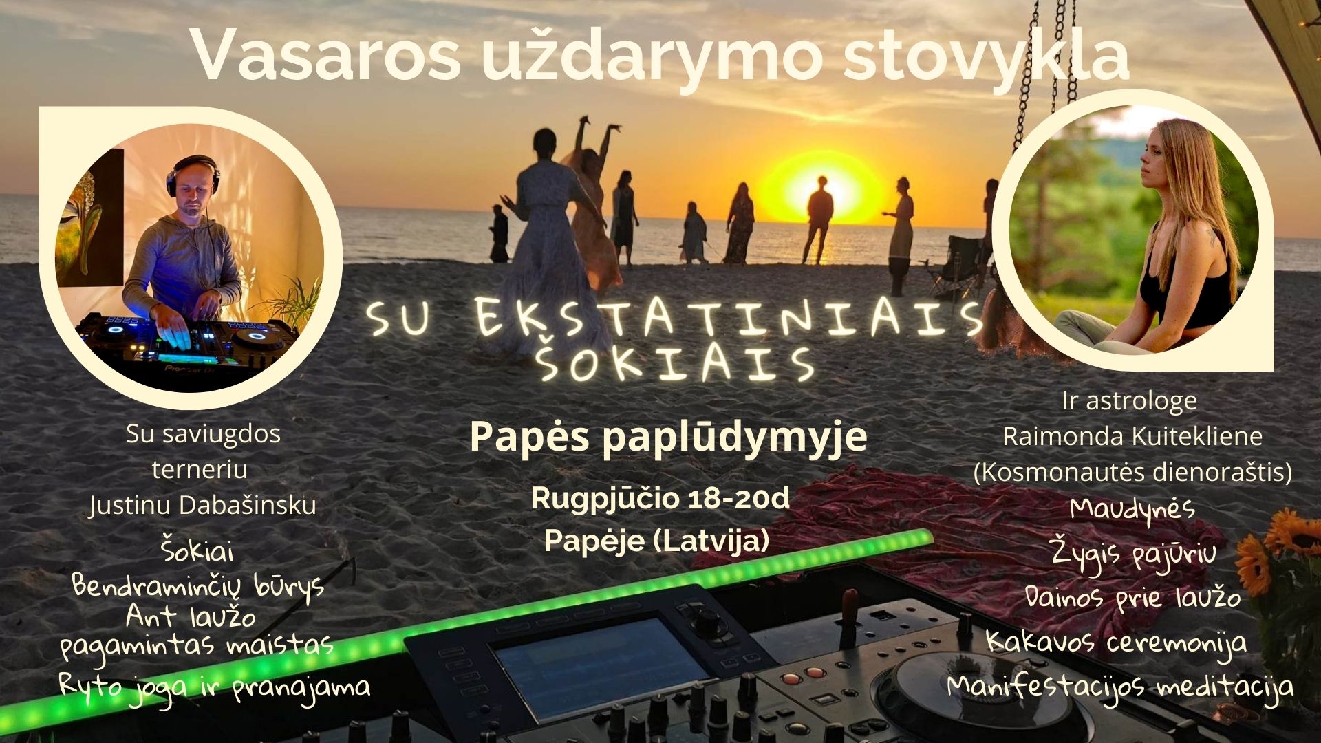 Vasaros uždarymo stovykla su ekstatiniais šokiais Papės paplūdymyje