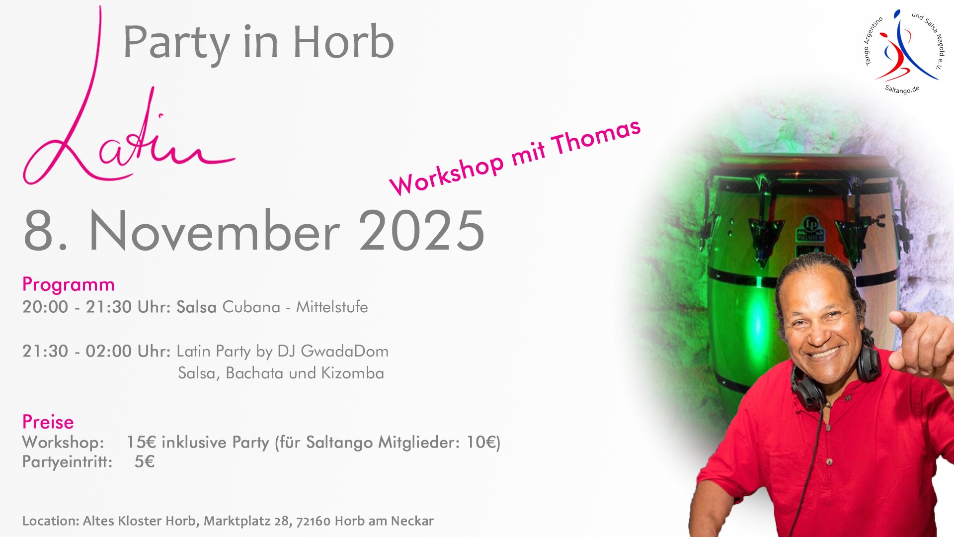 Salsa im Kloster mit DJ Gwadadom und Salsa Workshop