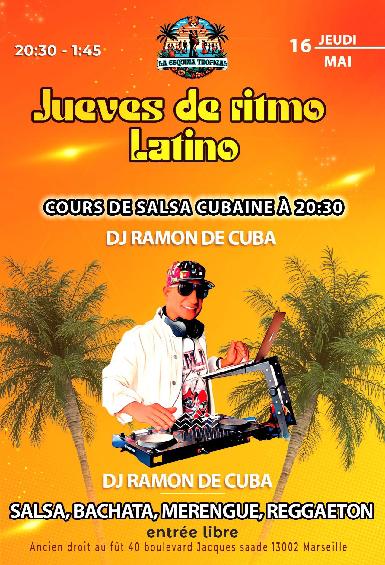 Soirée latino et cours salsa bachata merengue reggaeton La esquina tropical