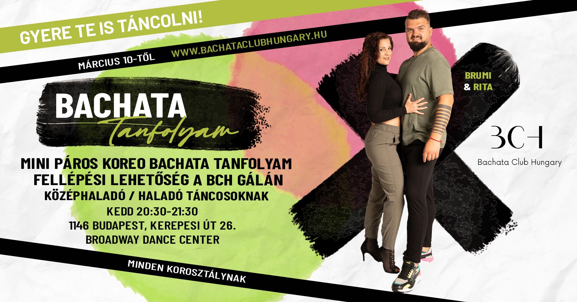 Brumi & Rita mini páros Bachata Koreográfiás csoport Fellépési lehetőség a BCH Gálán