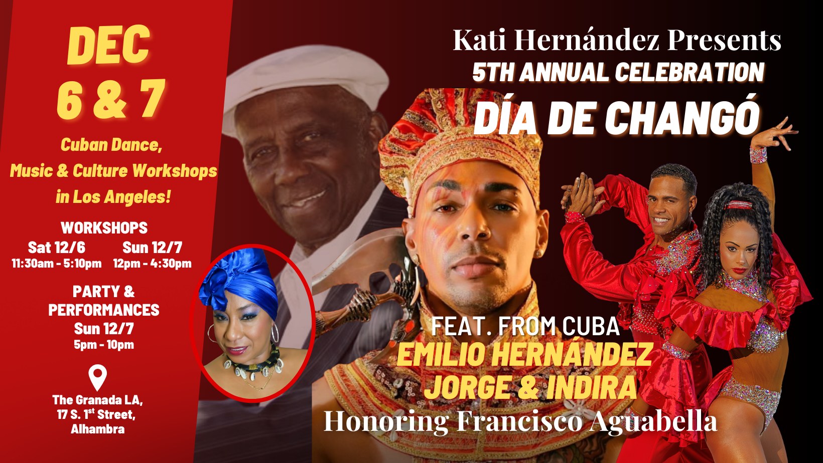 5th Annual DÍA DE CHANGÓ Weekend. Cuban Dance Music Workshops-Performances-Party with Cuban Artists.