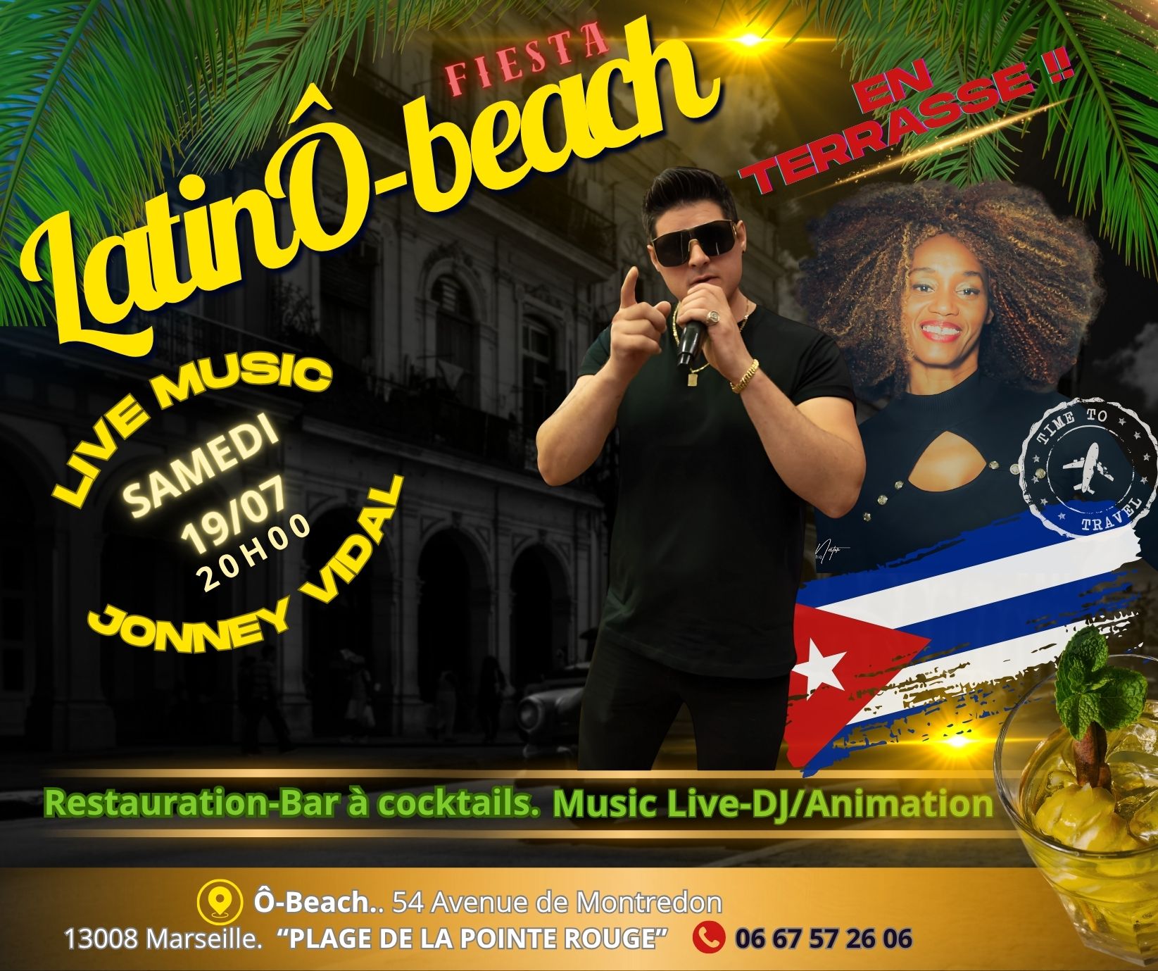 Noches LatinÔBEACH 🎧Lyly de Cuba & 🎤Jonney Vidal Plage de la PR "Terrasse les pieds dans l'eau"