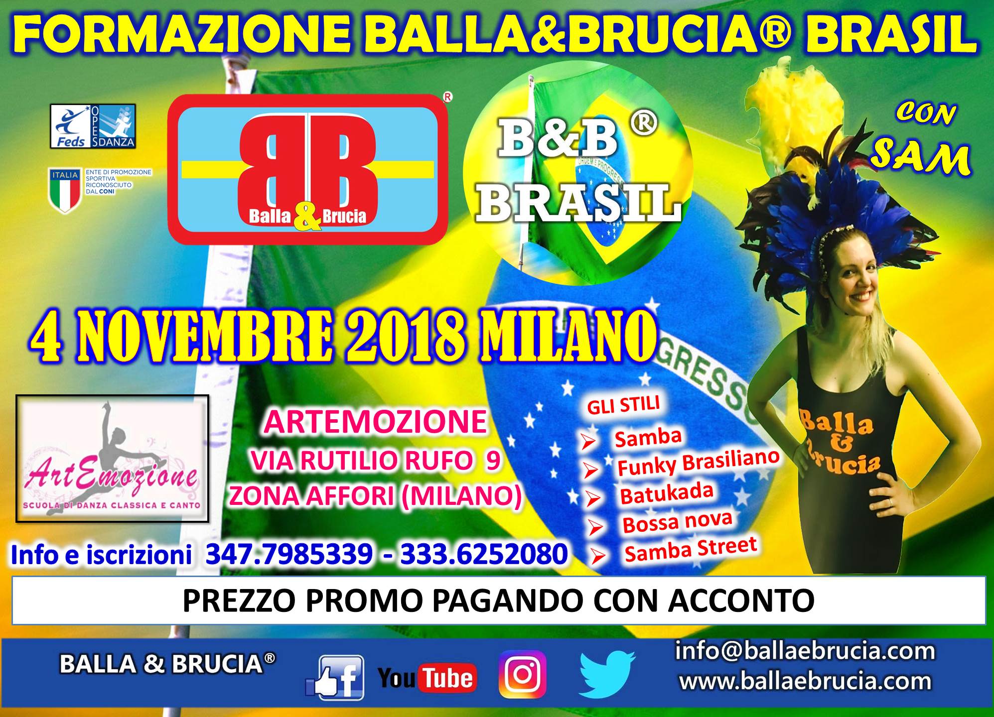 Milano 4 Novembre Formazione Balla&Brucia® Brasil Con Sam