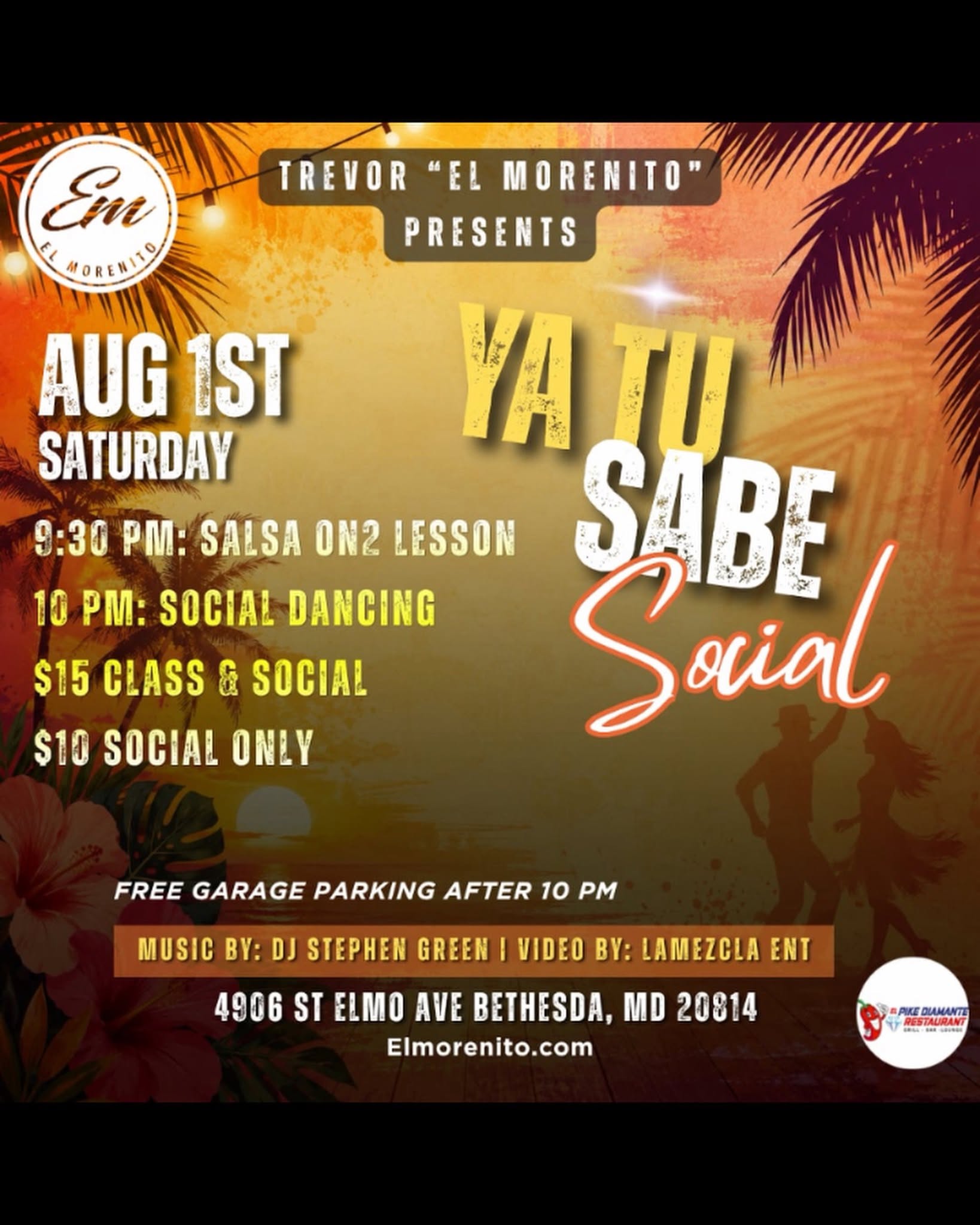 Ya Tu SABE (Salsa and Bachata Evening) Aug 1st, 2026