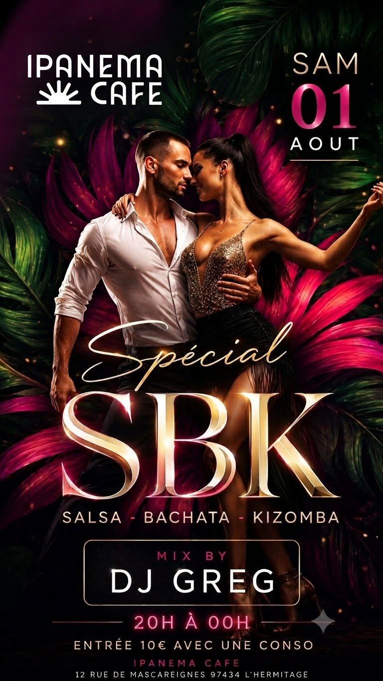✨SPECIAL SBK à l'IPANEMA✨SAMEDI 1ER AOUT de 20h à 00h Entrée 10€ avec 1 Conso DJ GREG