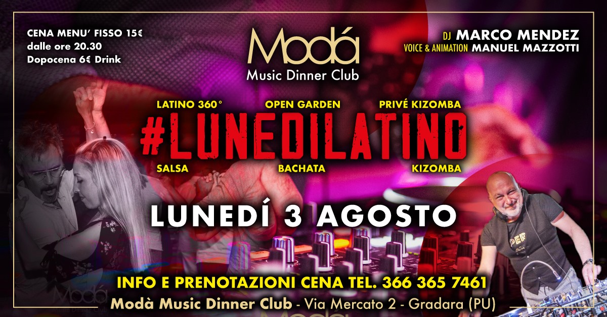 Modà Lunedi Latino_3 Agosto Salsa Bachata Kizomba