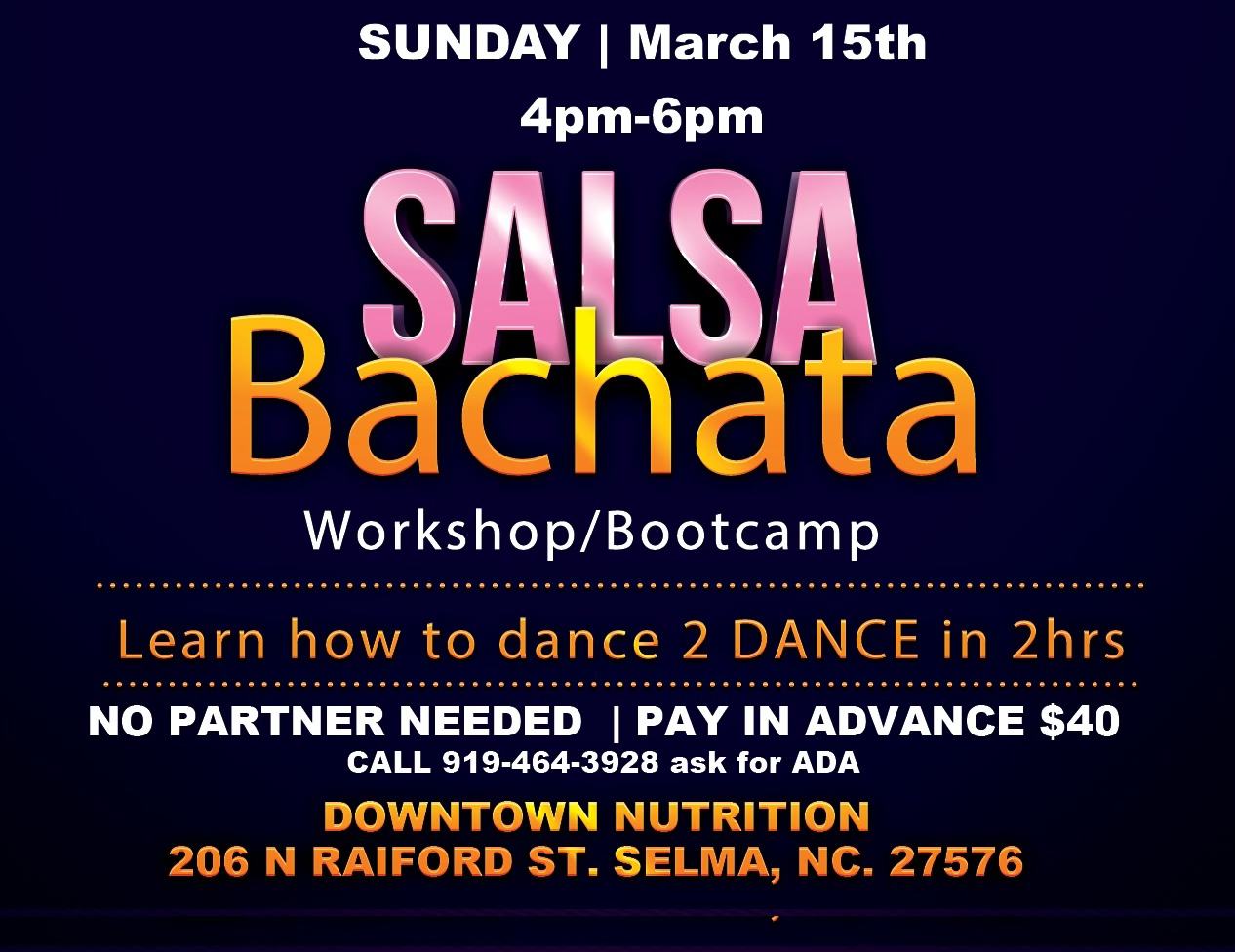 Salsa Bachata 2hr Bootcamp Workshop