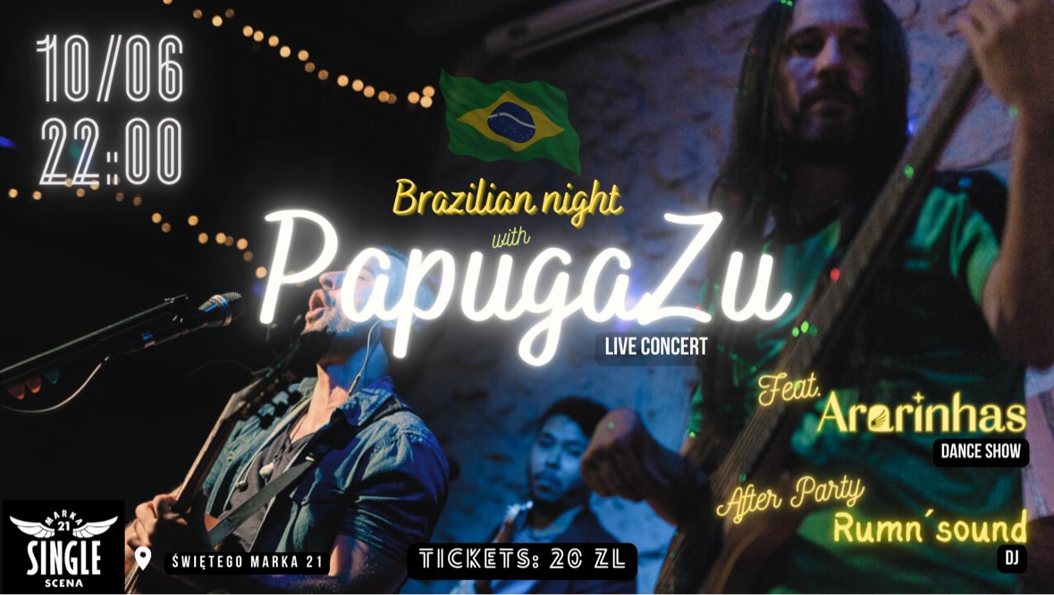 BRAZILIAN PARTY NIGHT with PAPUGAZU feat. ARARINHAS dance show. After DJ RumN’Sound 🥂
