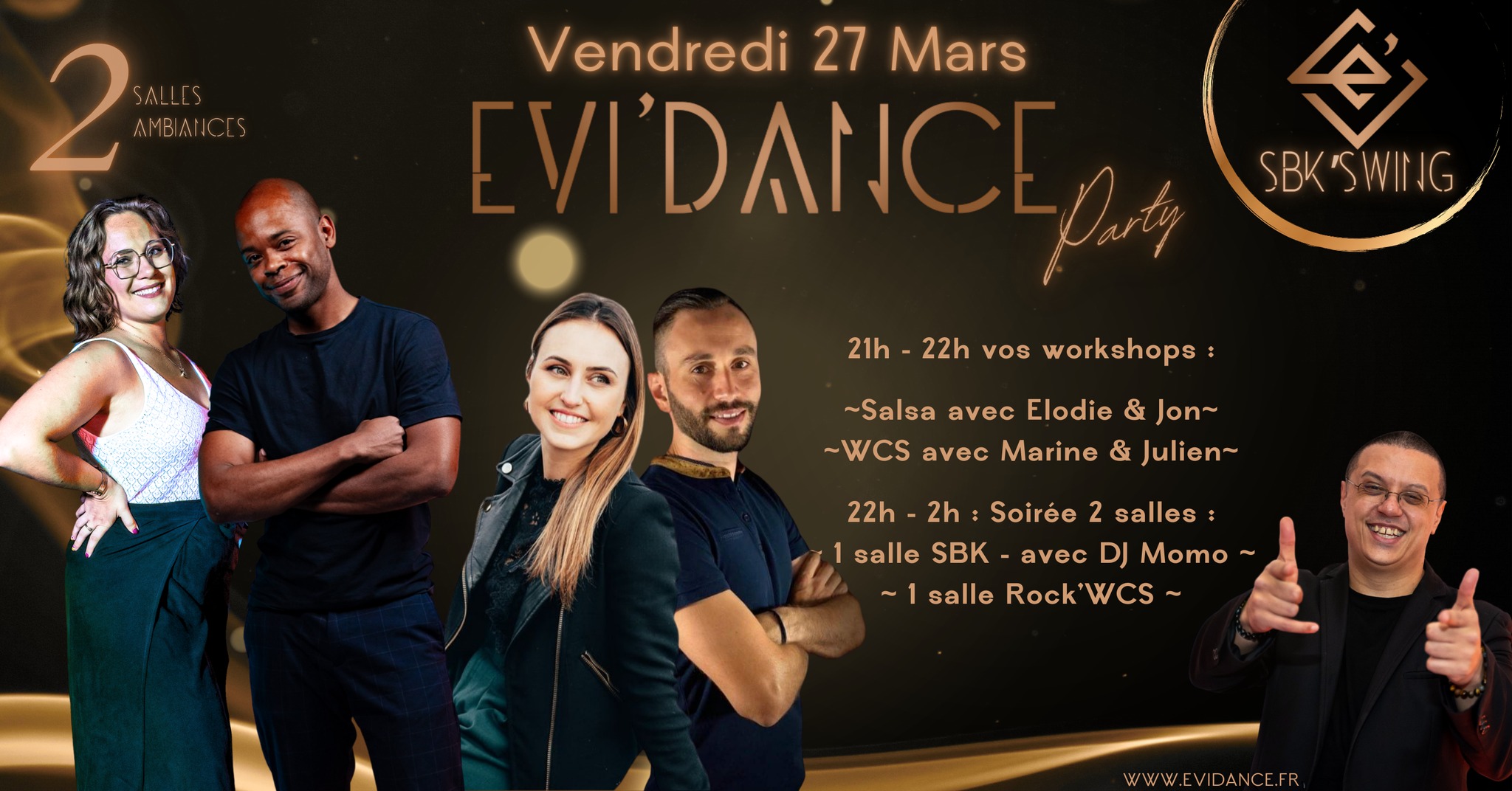Evi'Dance Party - Workshops + Soirée 2 salles - 27 Mars