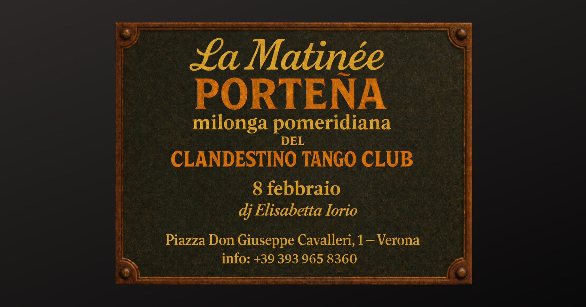 Matinée Porteña Clandestino Tango Club - Dj Elisabetta Iorio