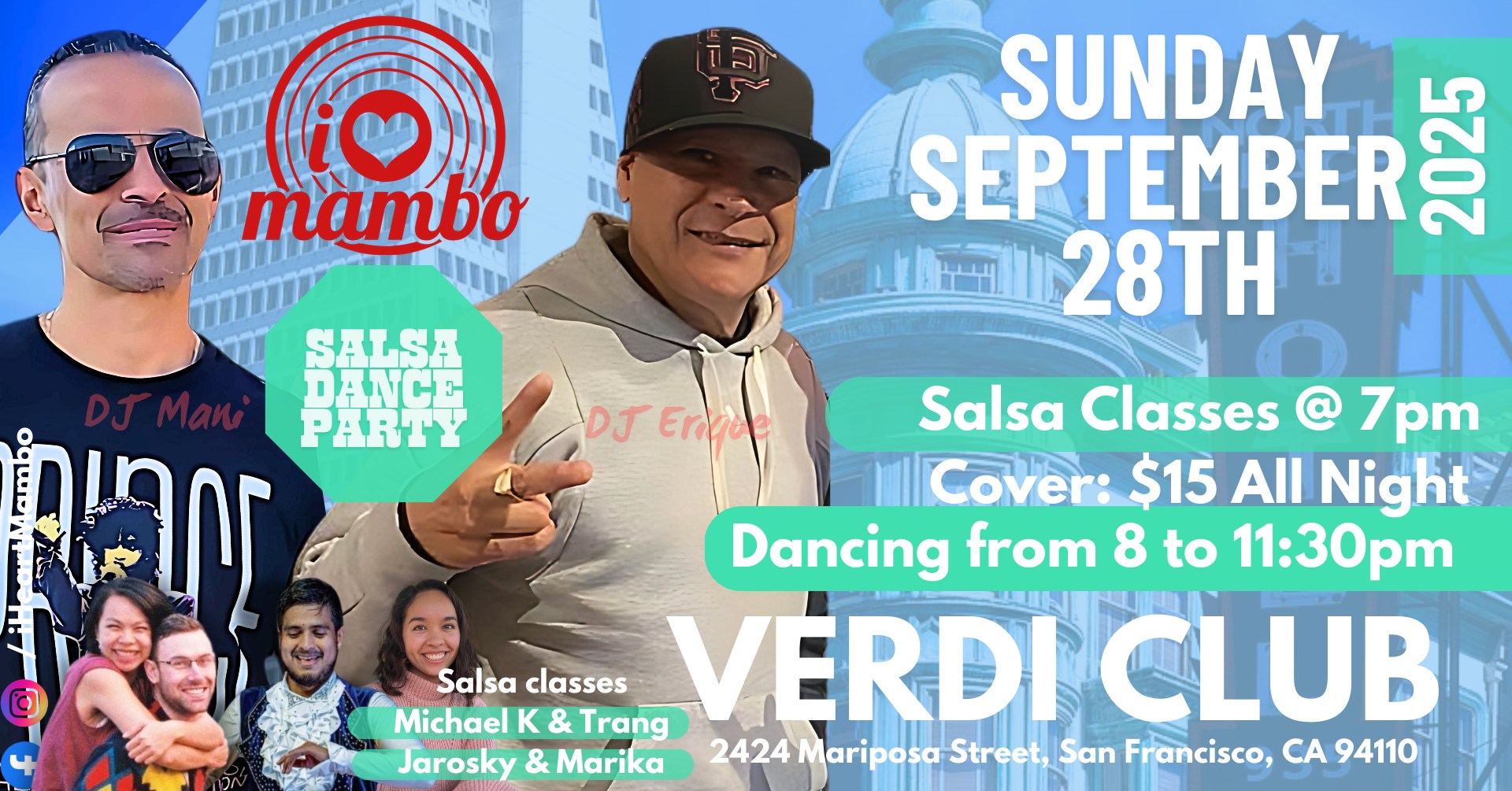 iHeartMambo - Sunday September 28th Edition - FREE Beginner and INT Salsa Classes at 7pm