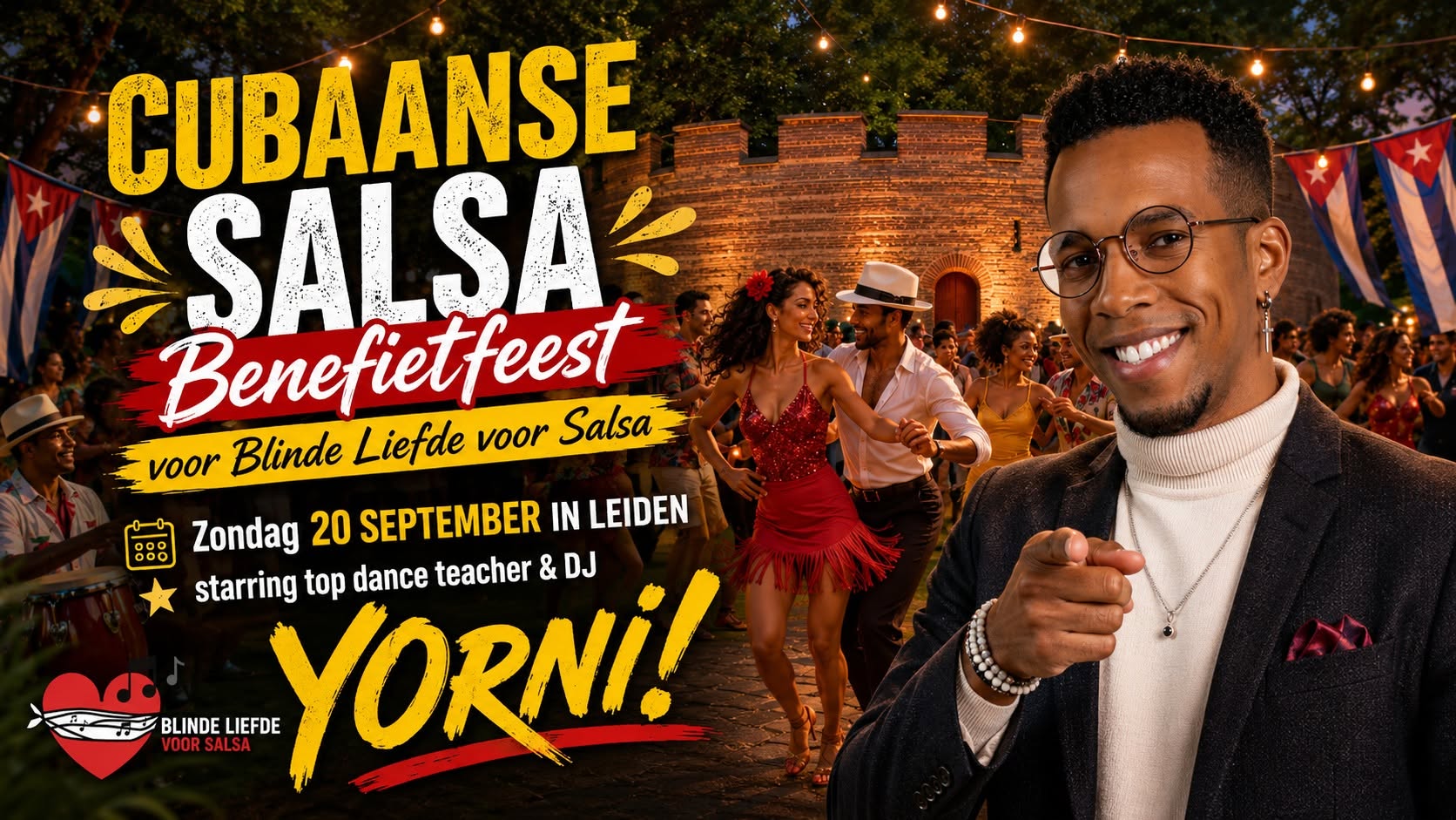 Cubaanse Salsa Benefietfeest met DJ Yorni bij de Burcht! *** 20 september 2026 ***