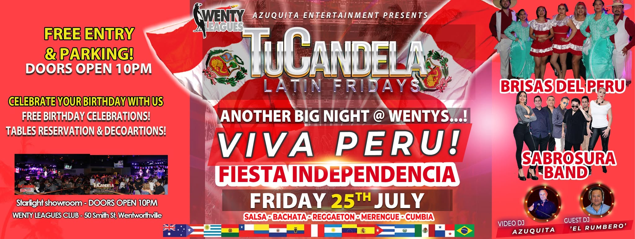 ๐ต๐ชโ
๐๐ฎ๐๐๐ง๐๐๐ฅ๐ ๐๐๐ญ๐ข๐ง ๐๐ข๐ ๐ก๐ญ โ
๐ต๐ชFIESTA INDEPENDENCIA PERU - WENTYS - FREE ENTRY