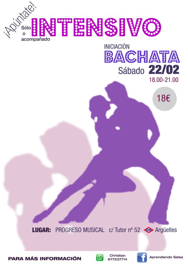 INTENSIVO BACHATA INICIACIÓN. SÁBADO 22 DE FEBRERO 18-21 HORAS.