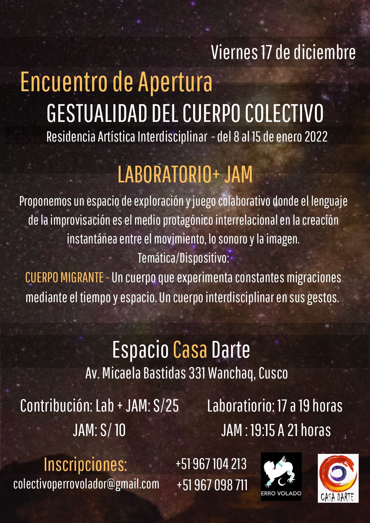 TALLER LABORATORIO Y JAM GESTUALIDAD DEL CUERPO COLECTIVO