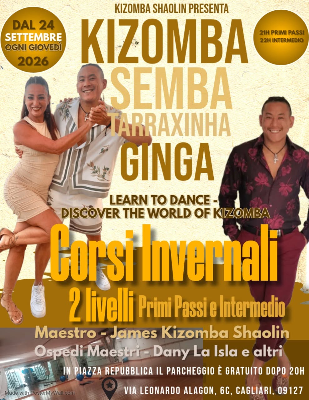 Corsi Kizomba★Semba★Tarraxinha★Ginga★Kizomba Shaolin★Dany La Isla★Cagliari★Dal Giovedì 24 Settembre