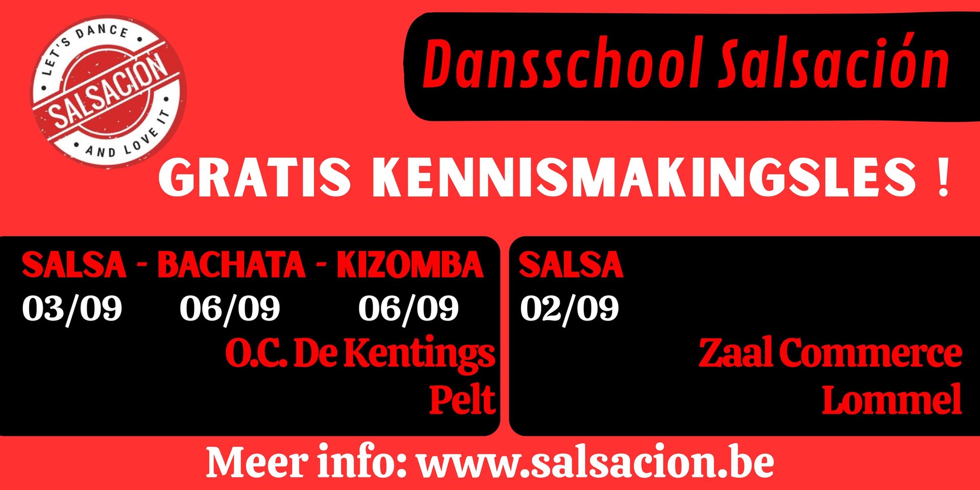 Gratis kennismakingsles Salsa - Zaal Commerce, Lommel