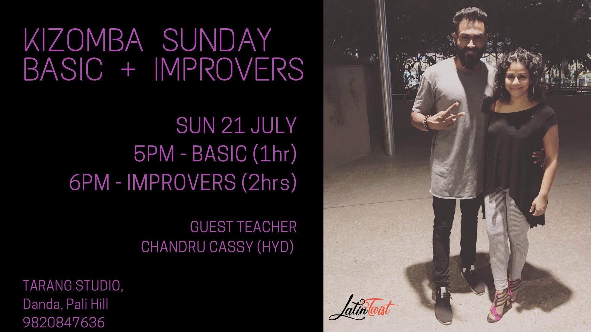 Kizomba Workshop' Sunday 21 July, 2019
