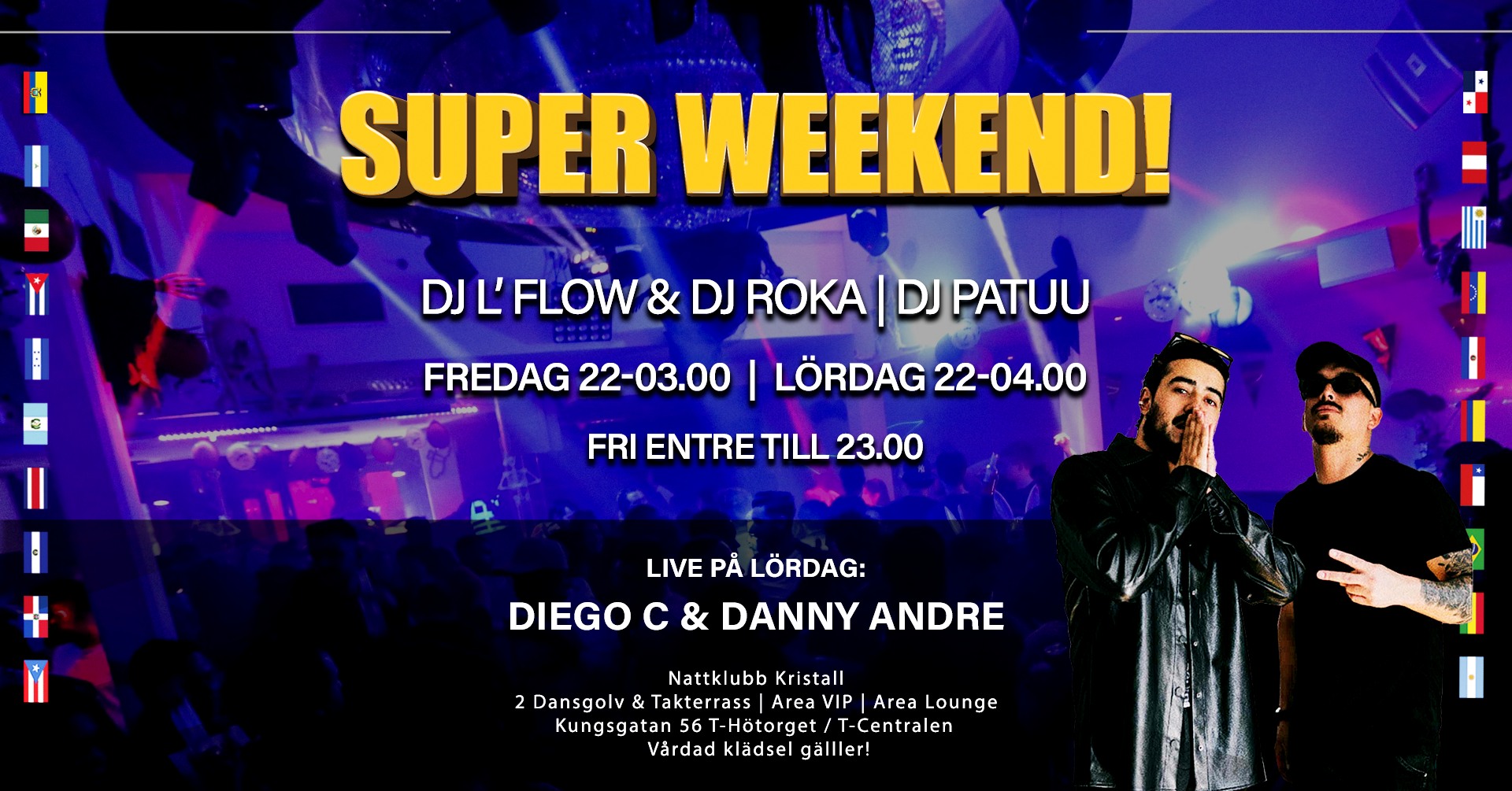 Superweekend på Kristall! Fri entre till 23.00 & Öppet till 04.00!