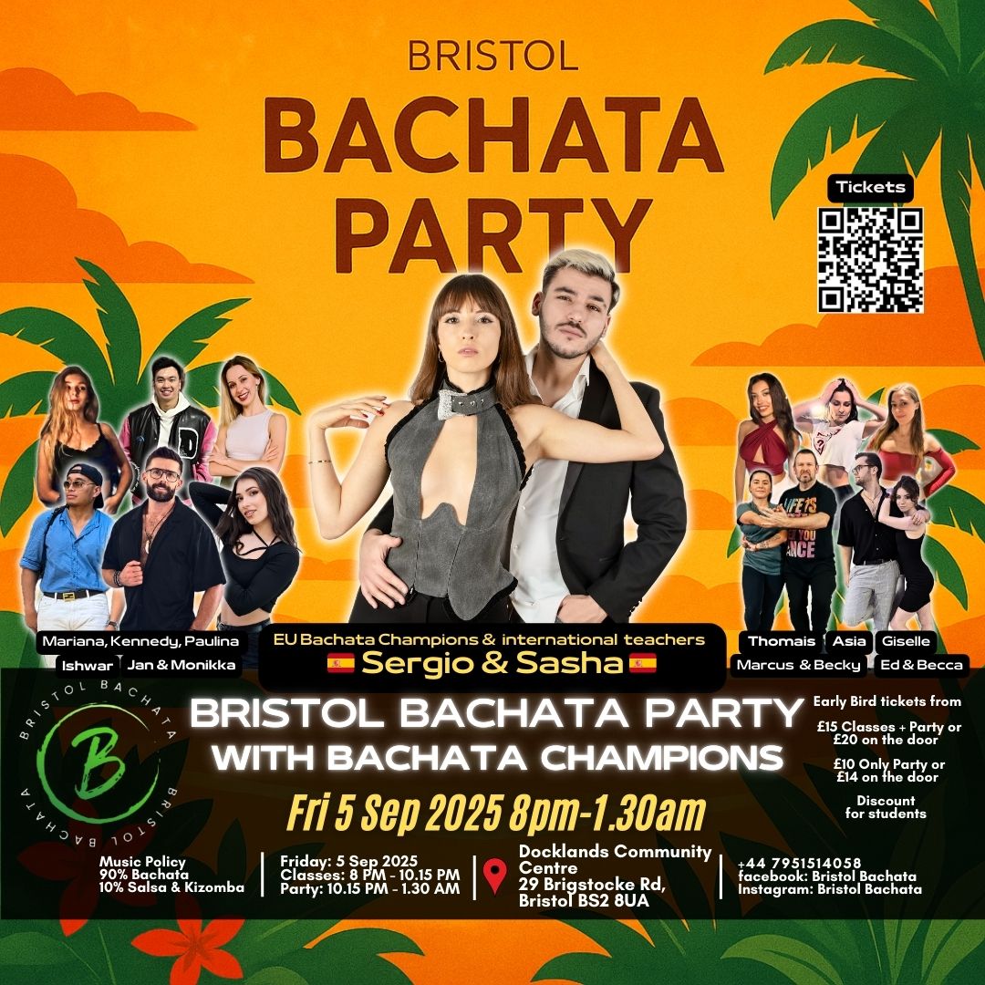 🌴Fri 5 Sep - Bristol Bachata Party @BS28UA 🏆EU Bachata Champ & teachers ⭐Sergio & Sasha