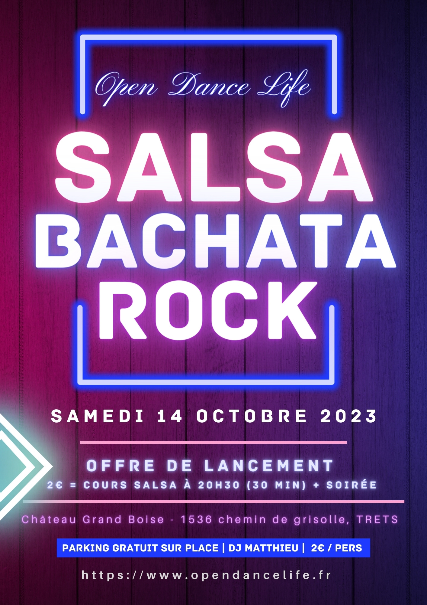 SOIRÉES SBR (Salsa, Bachata & Rock) - TRETS - Tarif : 2€ pers - Open Dance Life