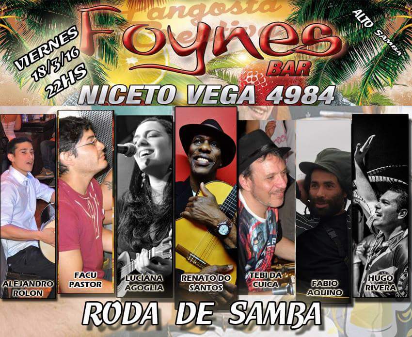 HOY!! Viernes 18 Roda de Samba en Foynes Bar!
