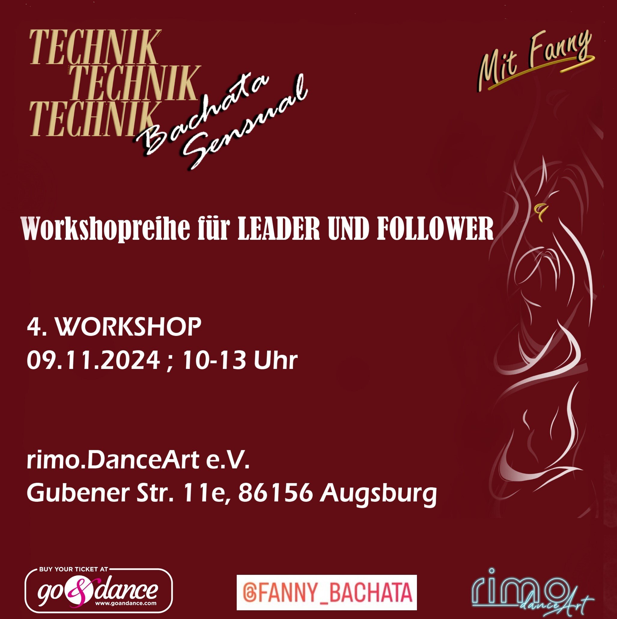 Essential techniques in Bachata Sensual for Leader and Follower - 09. November (Workshop 4)