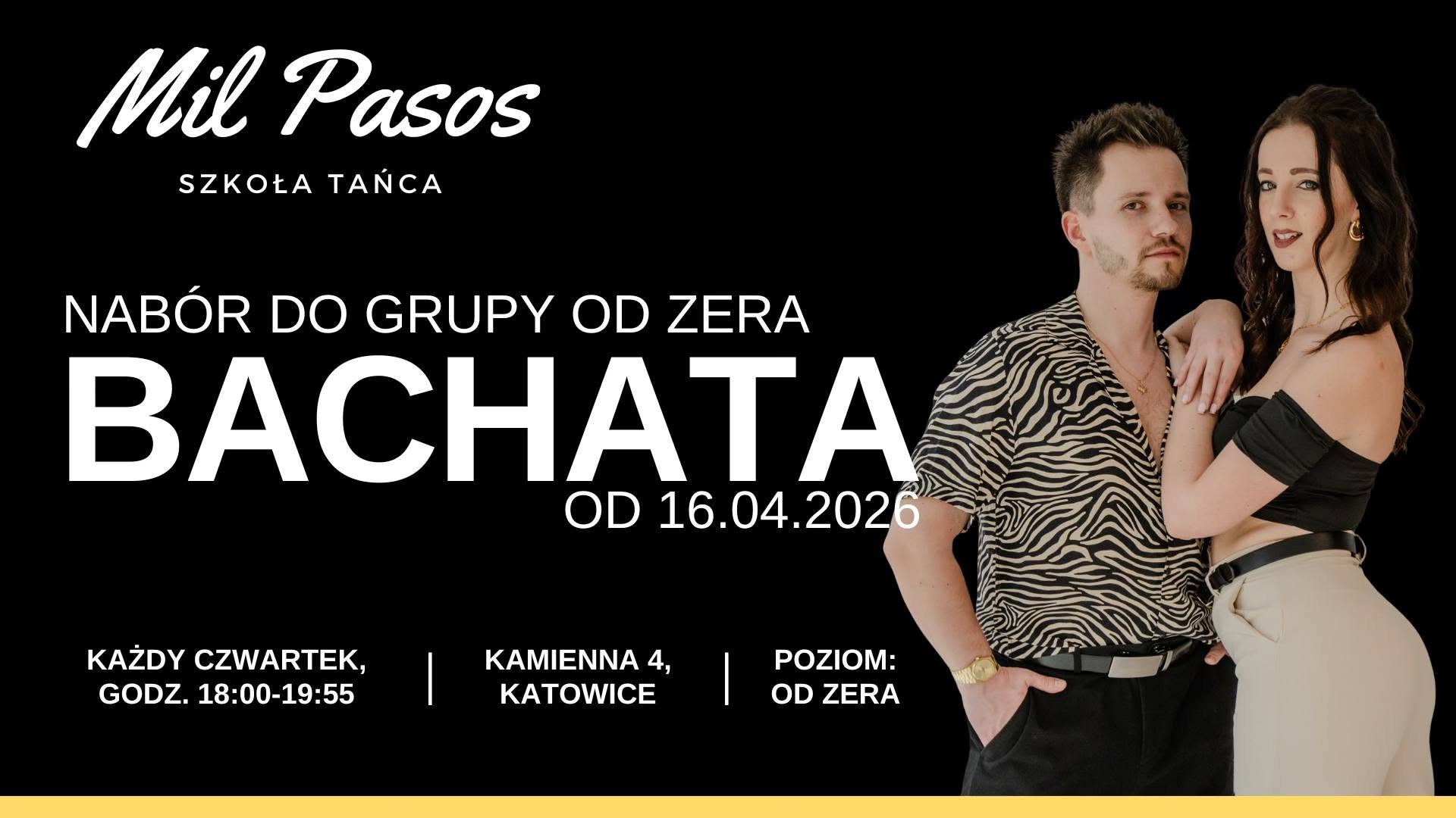 Kurs tańca dla SINGLI i PAR - BACHATA - kurs od zera! CZWARTKI 18:00-19:55 OD 16.04.2026!