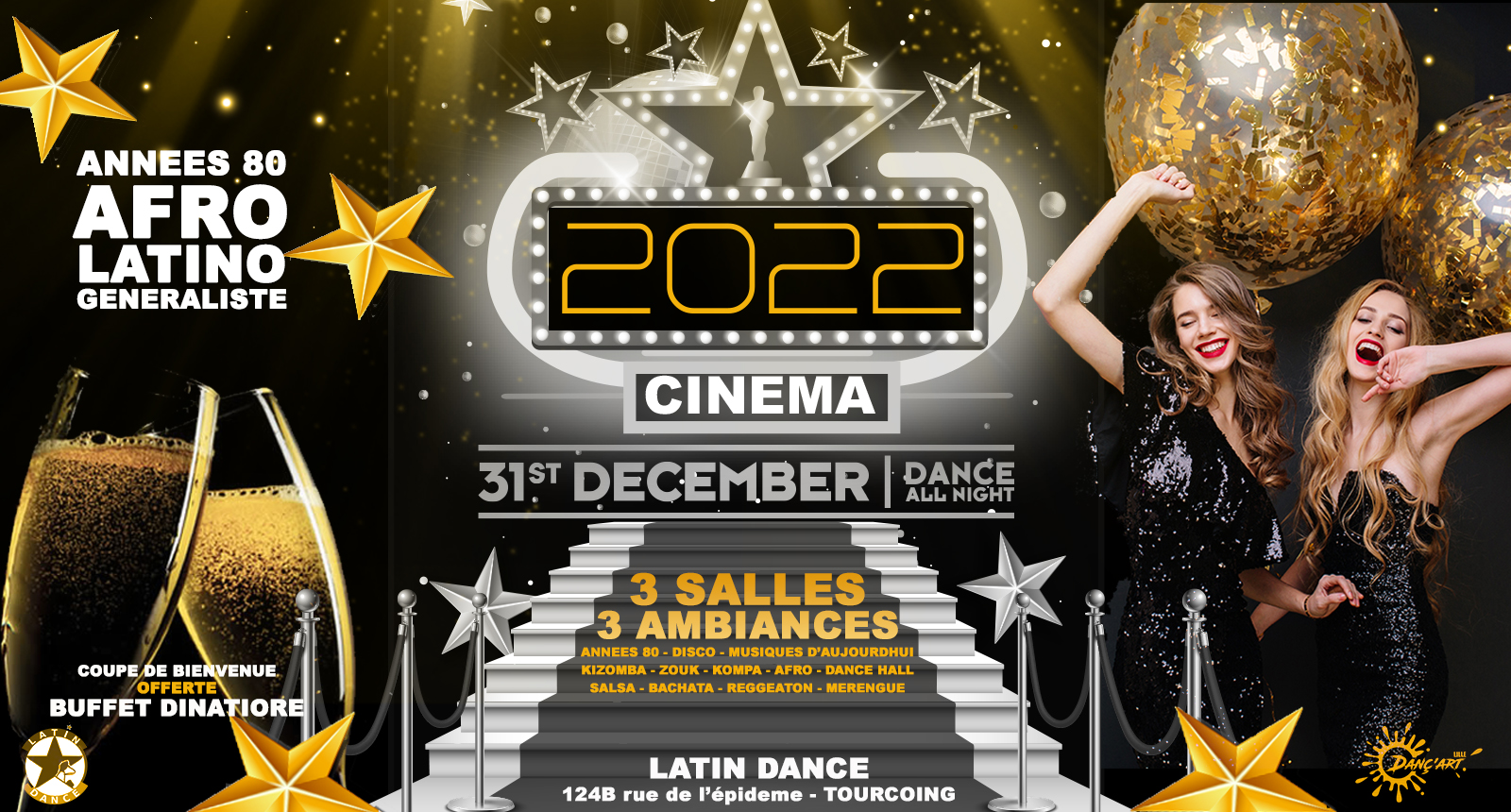 - SOLD OUT - Happy New Year 3 salles 3 ambiances Années 80 Latino Afro Généraliste