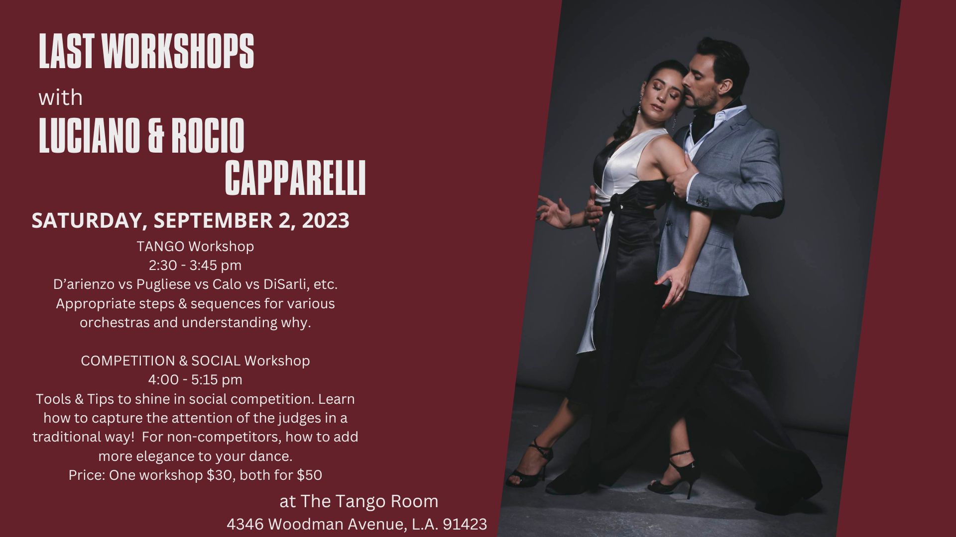 CAPPARELLI REMAINING WORKSHOP SCHEDULE