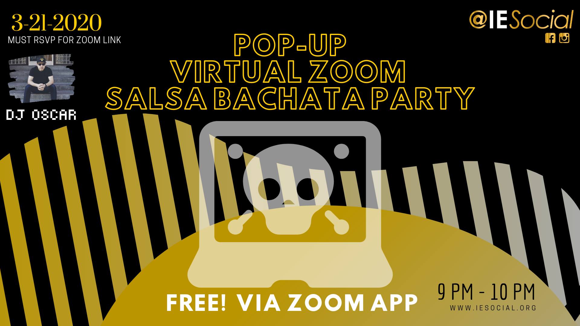Pop-Up Virtual Zoom Salsa Bachata Party via ZOOM 3 21 20