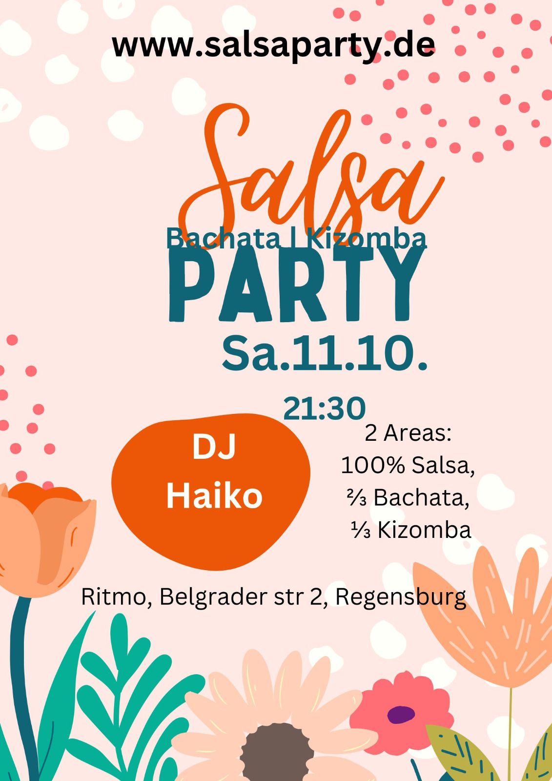 Salsa Party Bachataparty Kizombaparty mehrere Areas