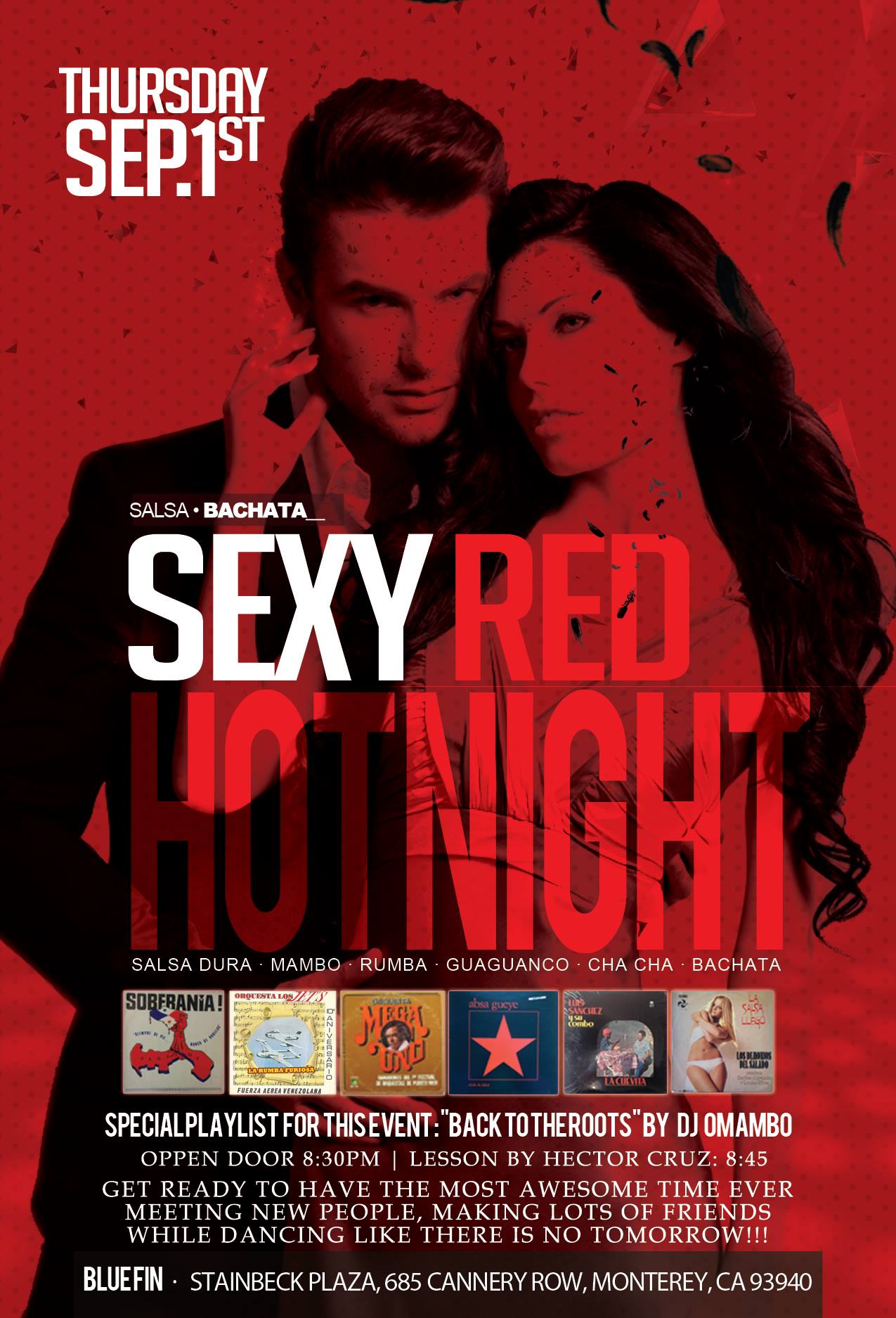 ♫♚♛ Thursday, September 1st Sexy Hot Red Salsa & Bachata Night at Blue Fin♛♚