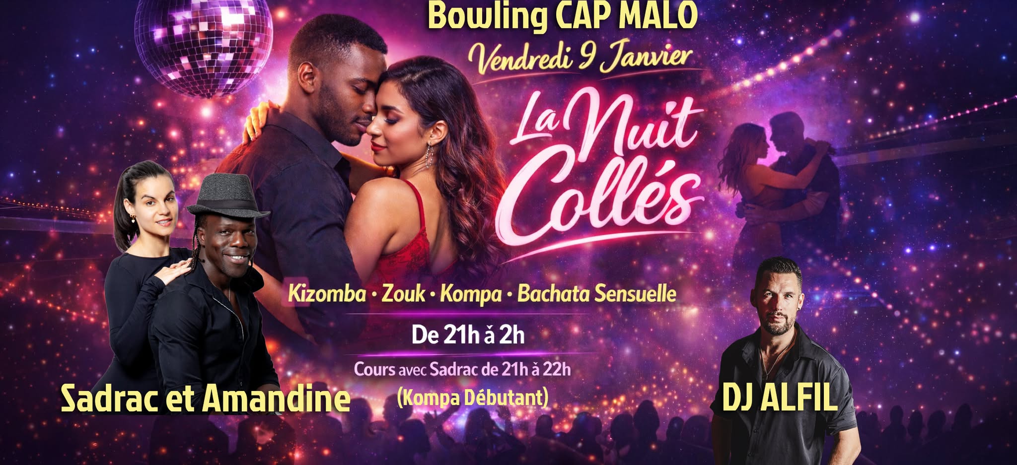 CAP MALO : La nuit collés - Kizomba Zouk Kompa Bachata sensuelle - Sadrac & Amandine et DJ Alfil