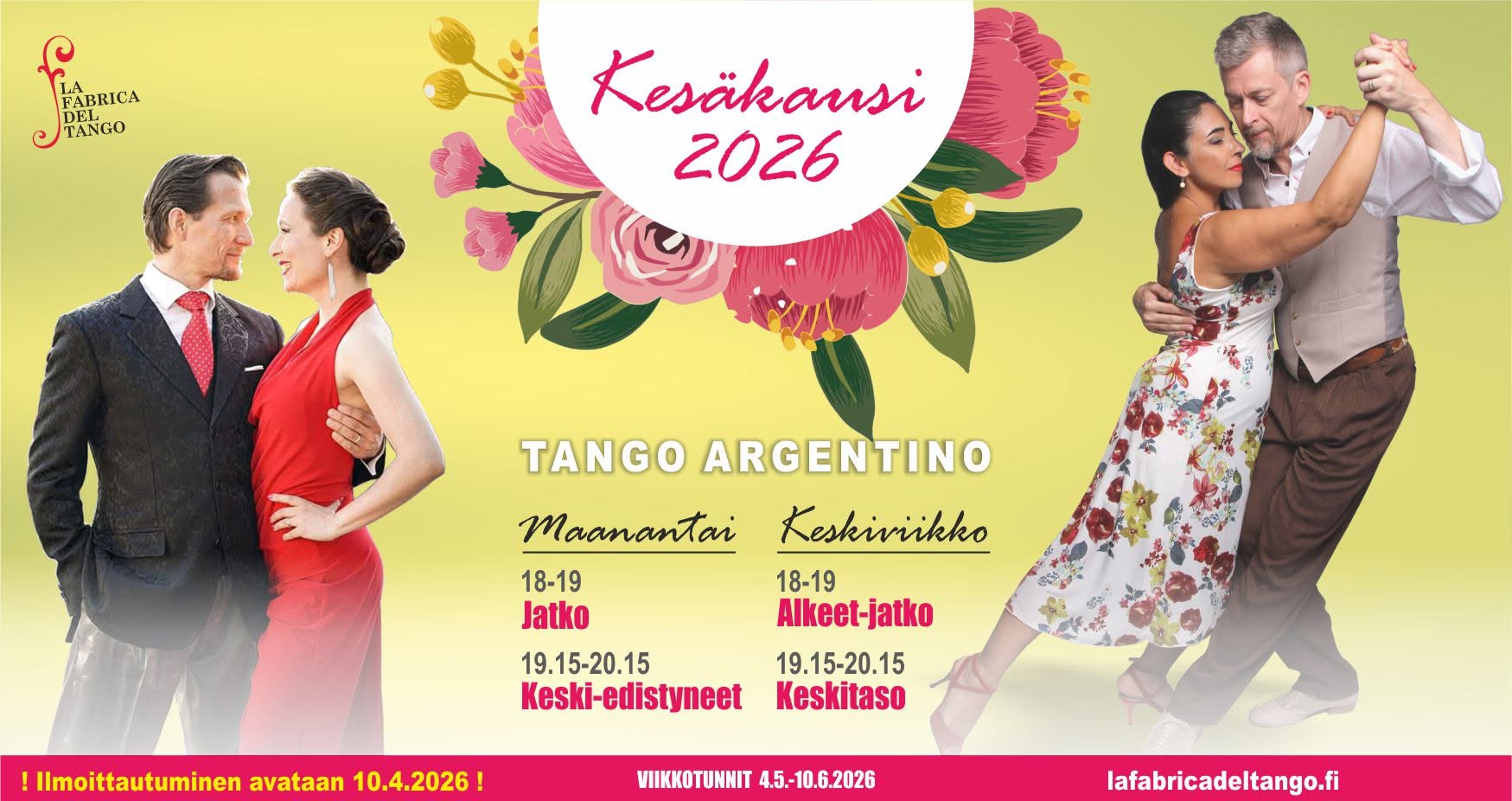 KESÄKAUSI 2026 Argentiinalaisen Tangon tanssitunnit