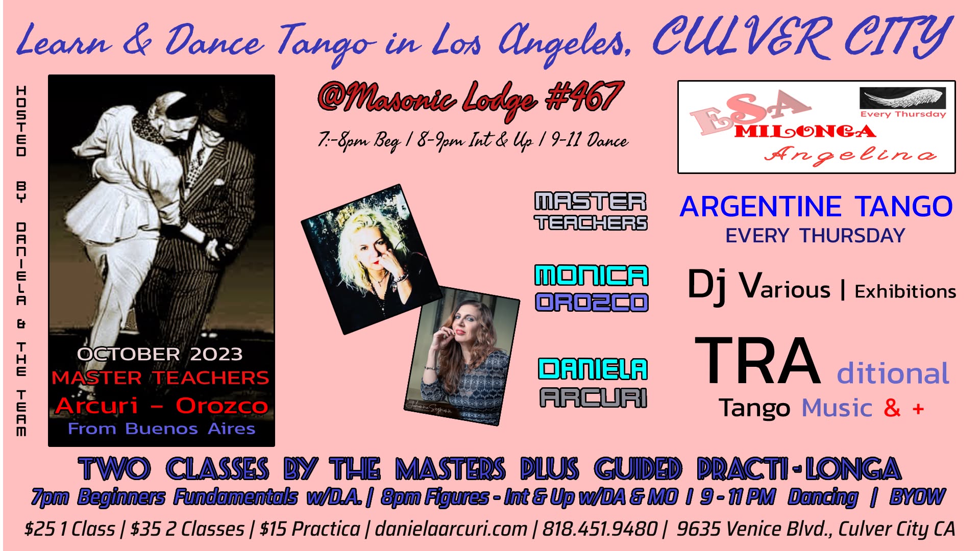 Learn & Dance Argentine Tango W Maestras Orozco & Arcuri Beginners & Intermediate welcome!i