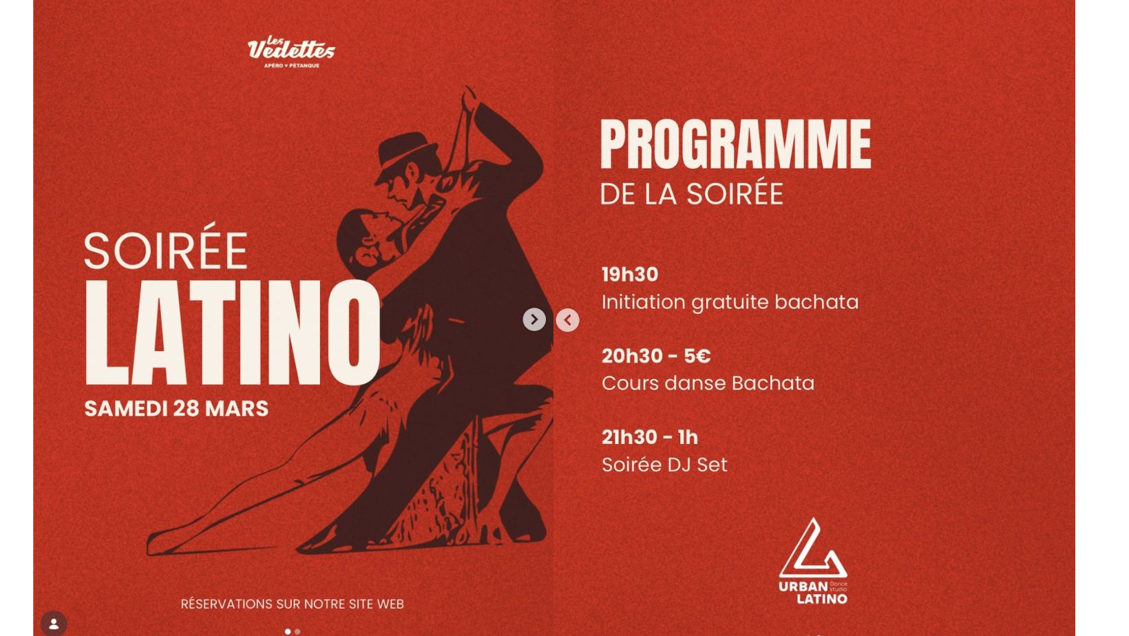 Viens découvrir les danses latines samedi 28 Mars aux Halles du Lez, bar Les Vedettes !