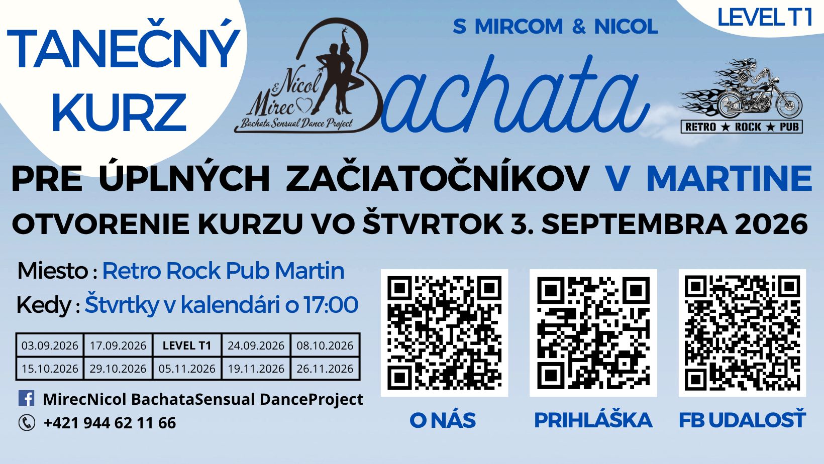 KURZ TANCA BACHATA PRE ÚPLNÝCH ZAČIATOČNÍKOV V MARTINE