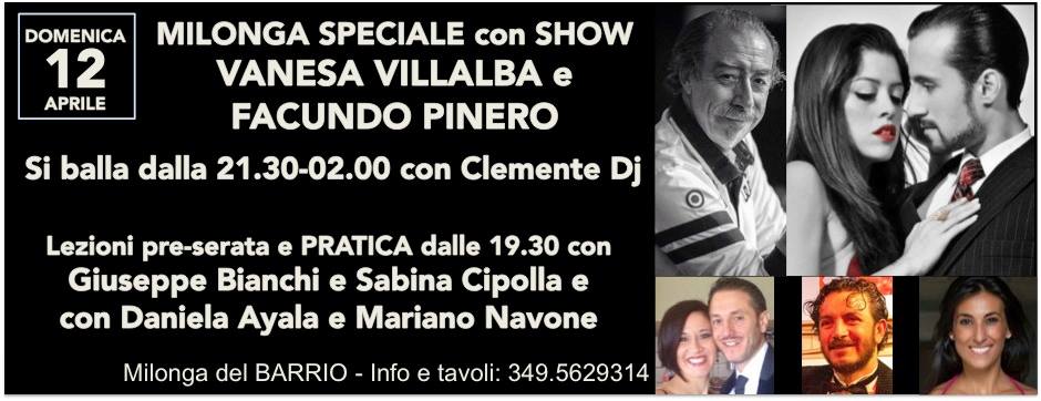 DOM 12 al BARRIO MILONGA con SHOW VANESA VILLALBA e FACUNDO PINERO
