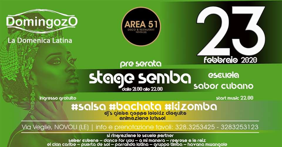 Area51 Domingozo - 23 febbraio - preserata stage Semba