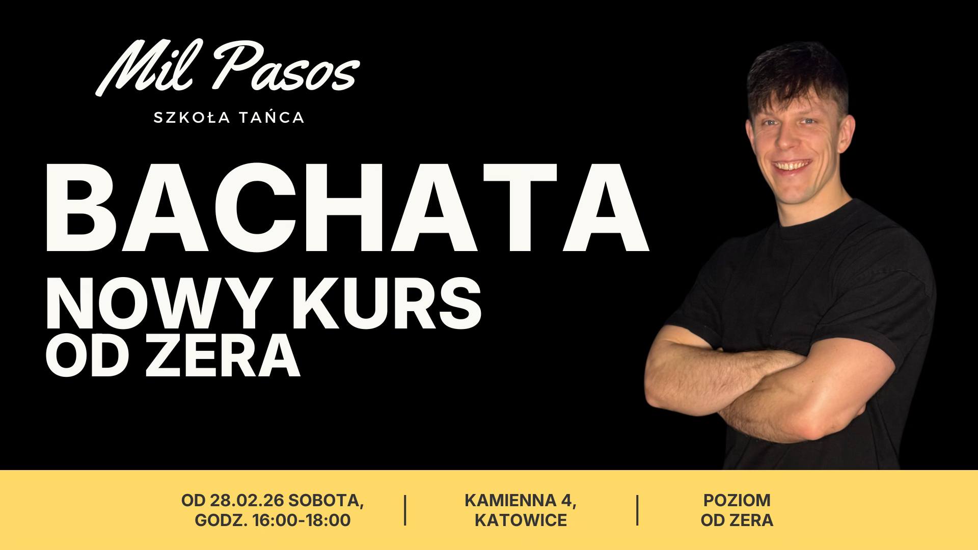 Kurs tańca dla SINGLI i PAR - BACHATA - kurs od zera! SOBOTA 16:00-18:00 od 28.02.2026!