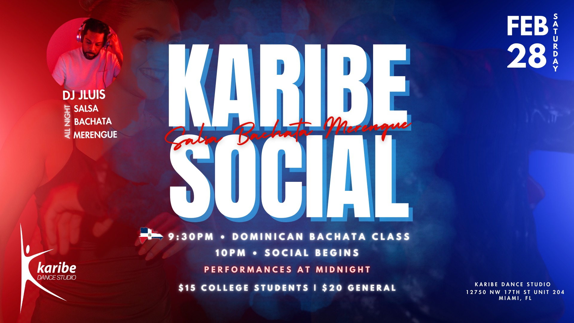 Karibe February Social - Salsa, Bachata & Merengue
