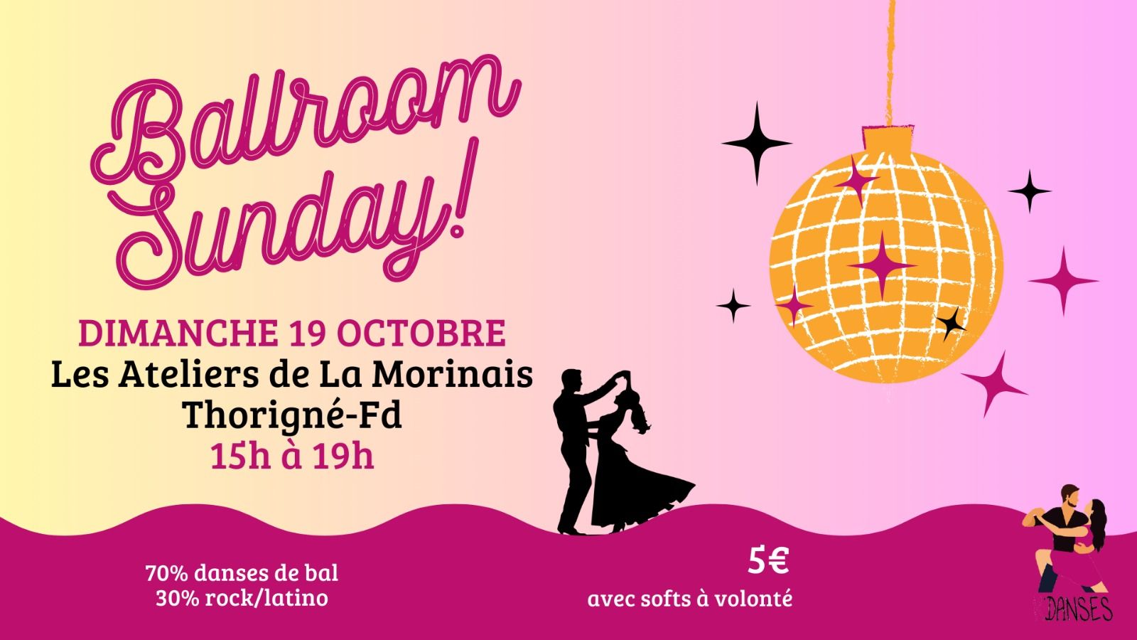 K'Danses Ballroom Sunday Dim 19 10 ~ 15h à 19h Les Ateliers de La Morinais 5€ avec softs