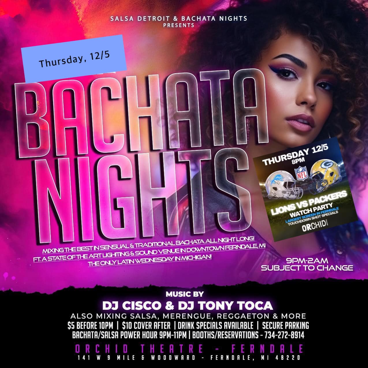 Bachata Night on THURSDAY, DEC 5 @ Orchid Theatre