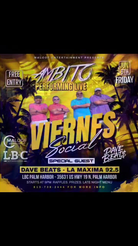 VIERNES SOCIAL - AMBITO + LA MAXIMA 92.5 DAVE BEATS! - LATIN SUMMER VIBES FREE CONCERT!