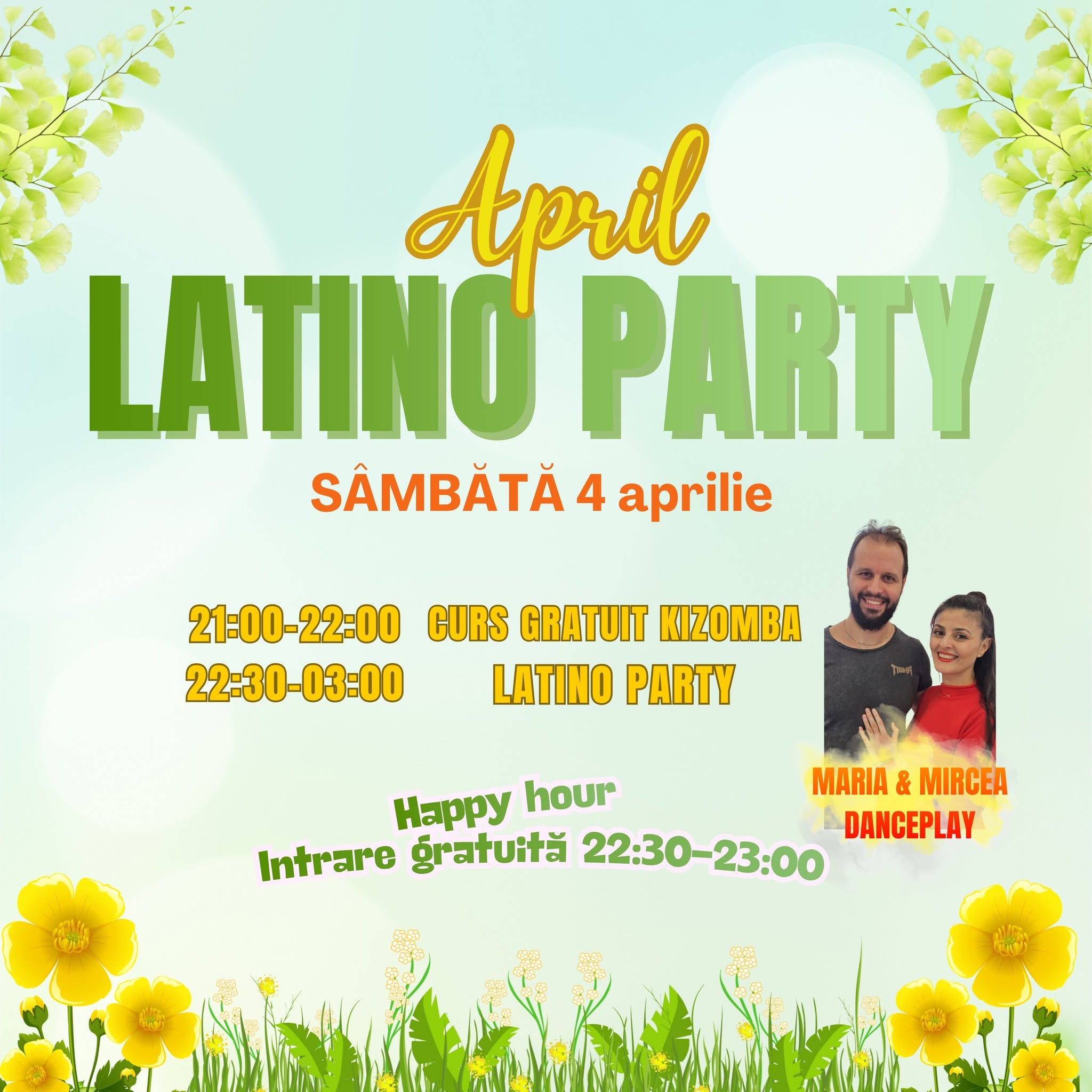 APRIL LATINO PARTY SÂMBĂTĂ 4 APRILIE, CURS GRATUIT KIZOMBA 21:00 VIVADANCE CRAIOVA