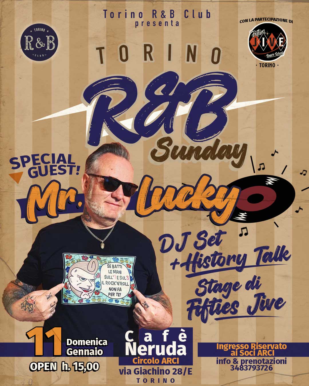 Torino R&B Sunday • Cafè Neruda • Dom. 11 gennaio ★ Special Guest MR. LUCKY!