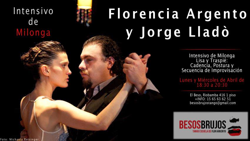 Intensivo de Milonga Lisa y Traspié con Flor Argento y Jorge Lladò en Besos Brujos Tango Escuela.