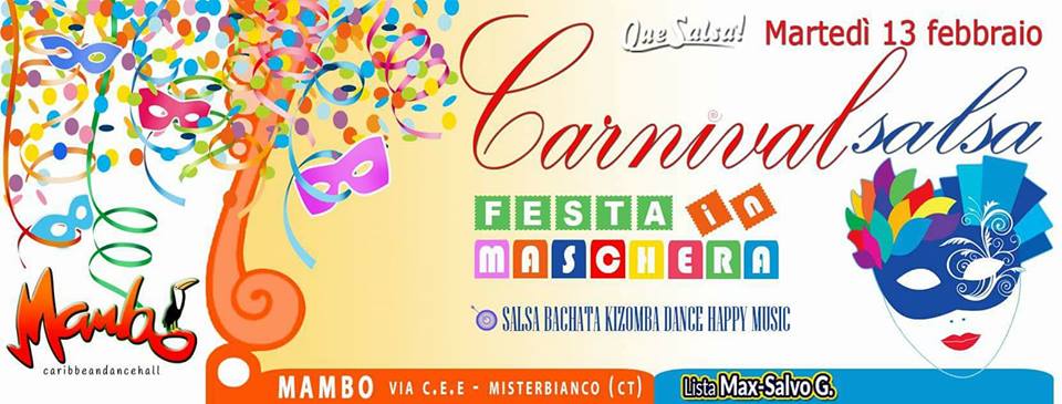 MAMBO CT festa salsera in maschera, ingresso 7,00 in lista