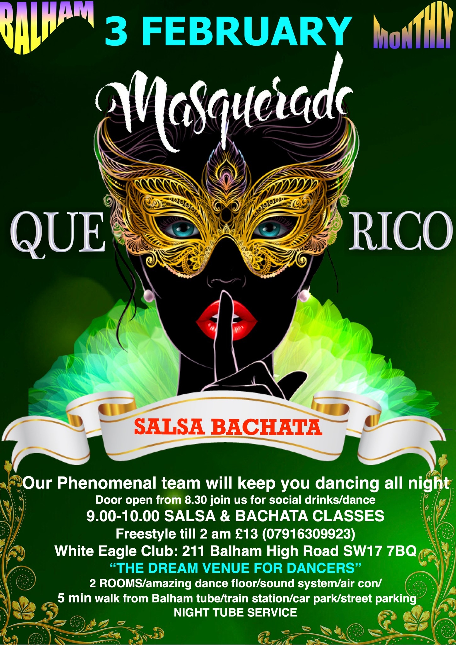 'QUE RICO' MASQUERADE BALL - SALSA & BACHATA